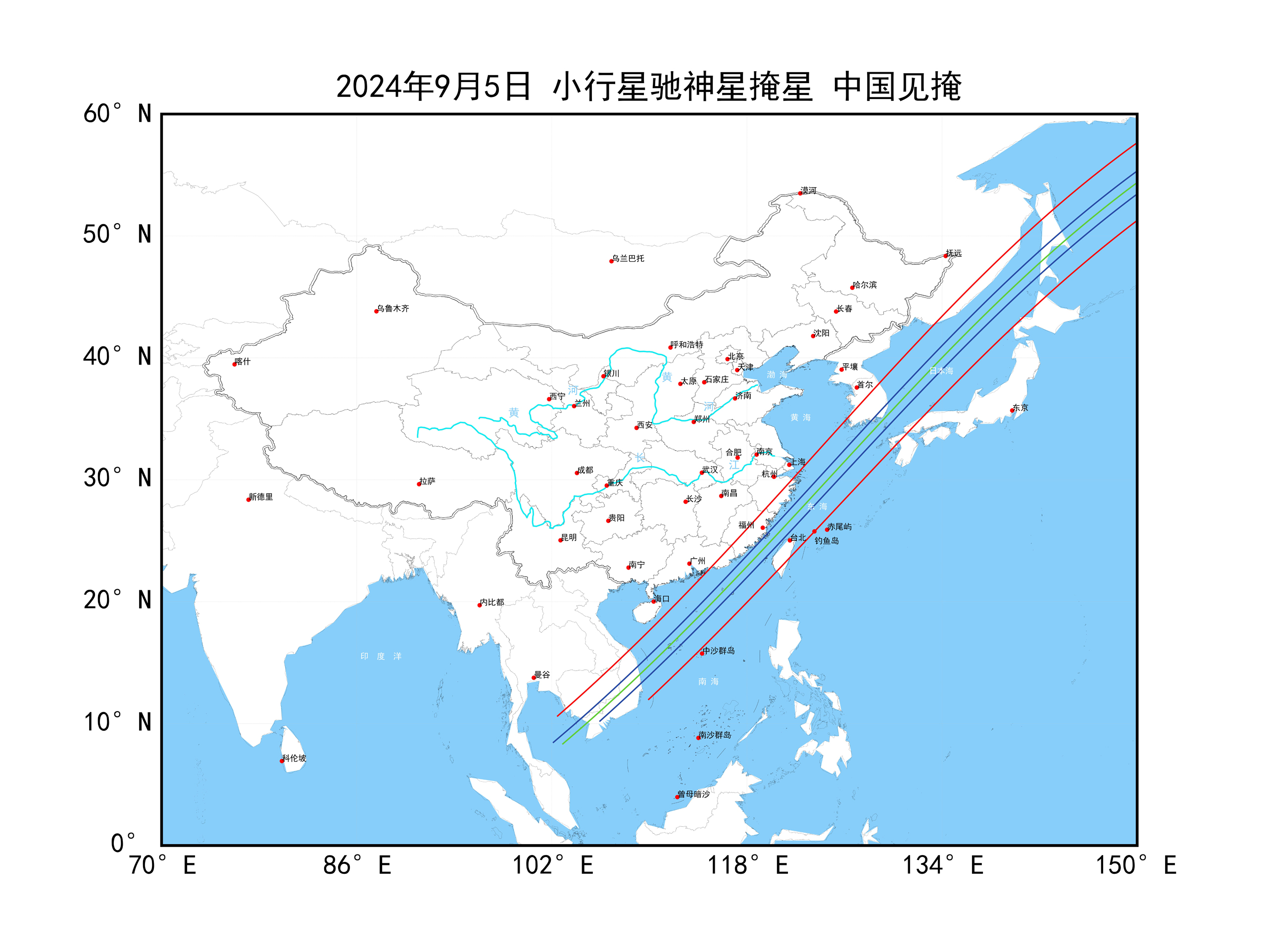 2024年9月5日小行星驰神星掩星中国见掩