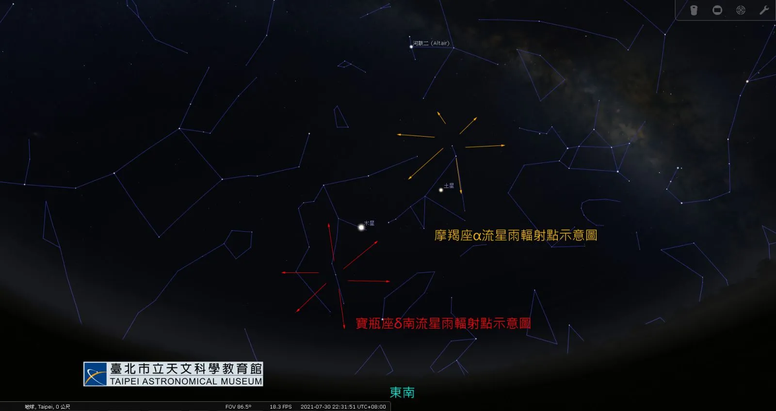 流星雨辐射点示意图