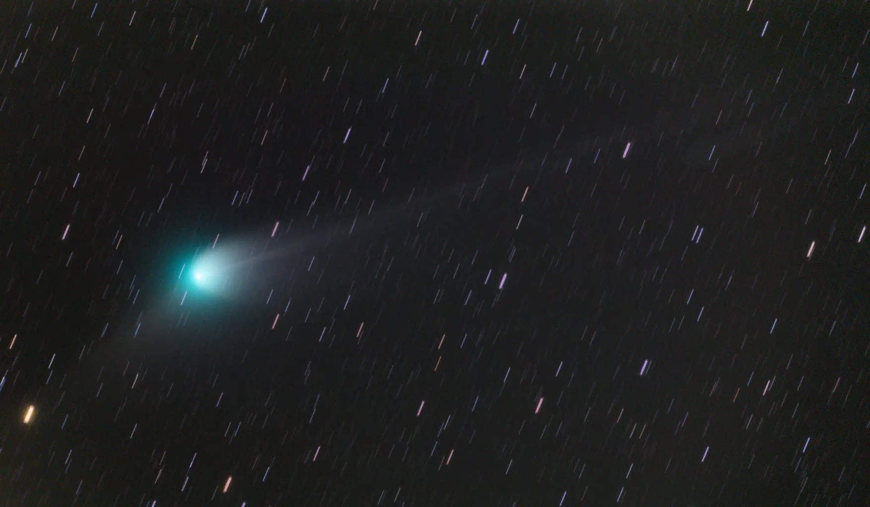 Image of comet C/2022 E3 (ZTF), obtained on 2023 Jan. 26 (3h09-3h29UT) near the village Hribi in Karst region, with 20-cm, f/3 Veloce telescope and Canon 6D camera. Exposure time was 20 minutes (40x30 seconds) at ISO 3200. Image scale is 5.31 arc sec/pixel. Copyright © 2023 by H. Mikuz and A. Mohar, Crni Vrh Observatory. 斯洛文尼亚