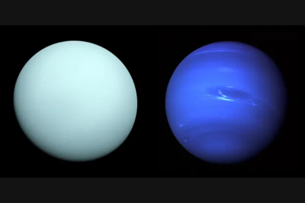 天王星(左)与海王星(右)。来源:NASA