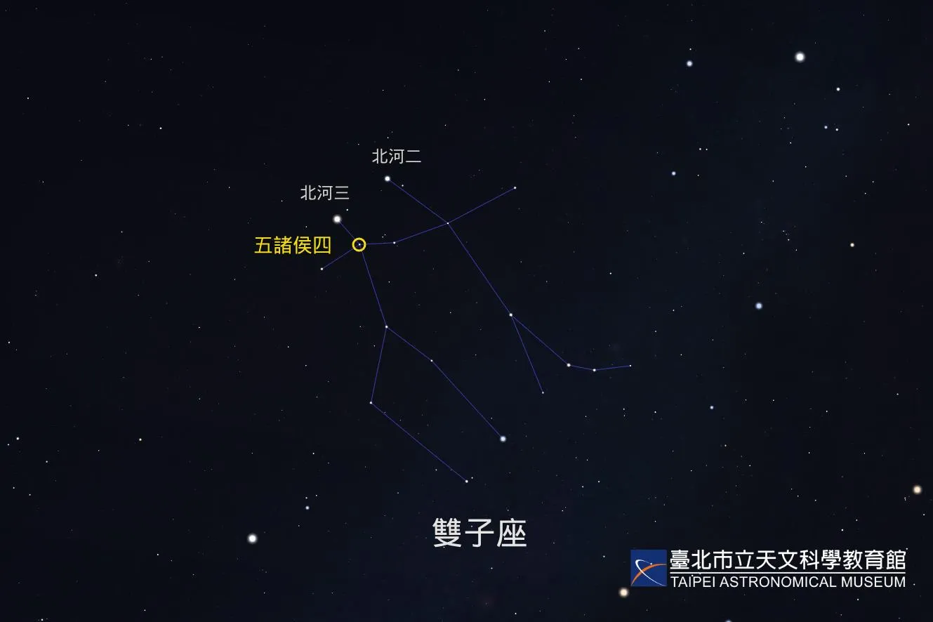 位于双子座的五诸侯四的位置。