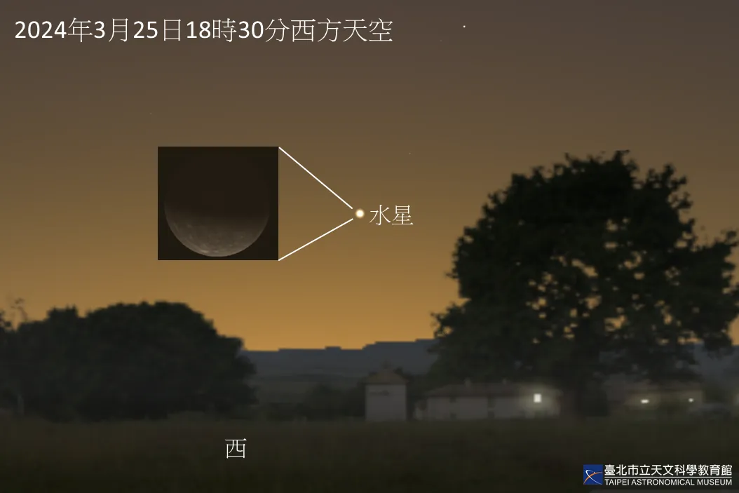2024年3月25日18时30分左右,西方天空概况。