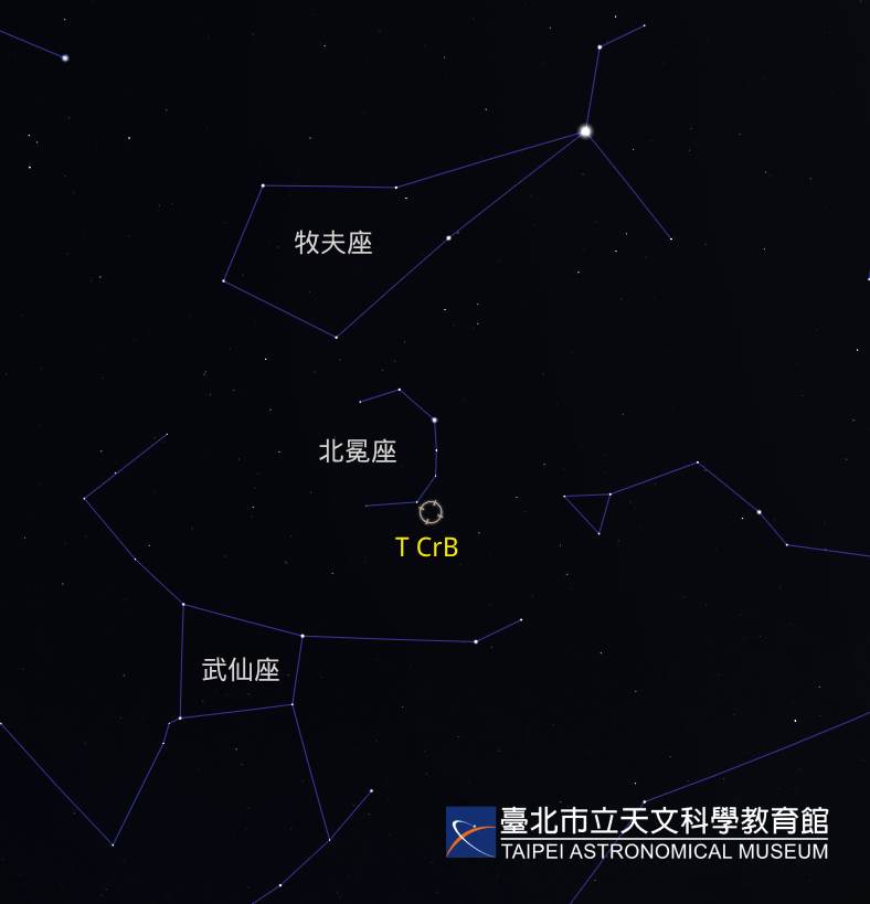 T CrB位置示意图。